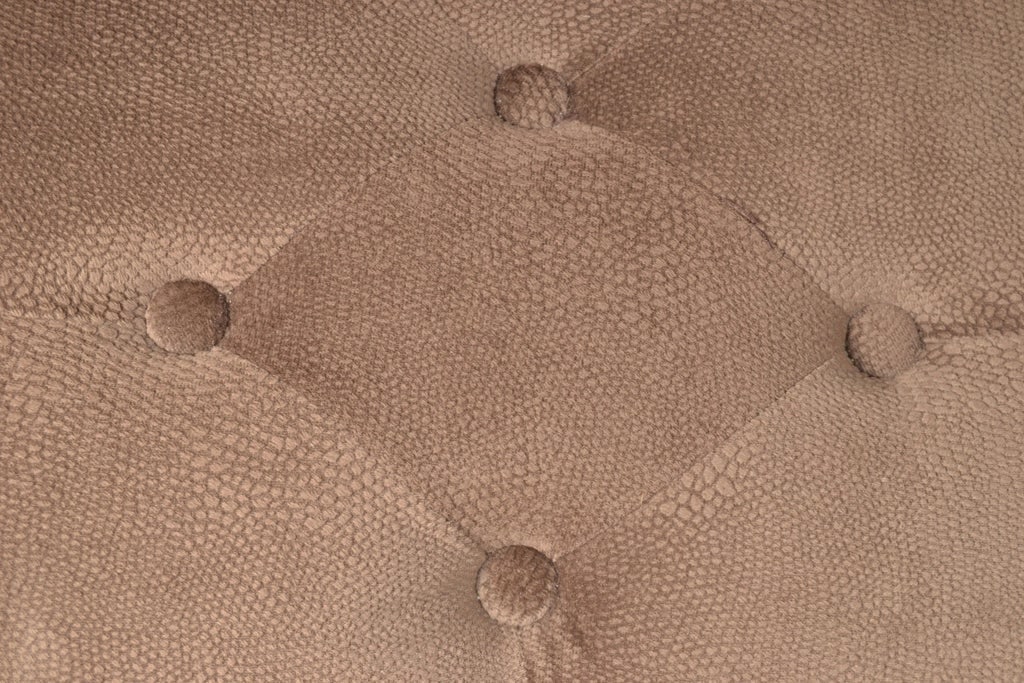 1990s Sculptural Hollywood Regency Style Bench Tufted Studded Microfiber Brown Fabric Upholstery - 9