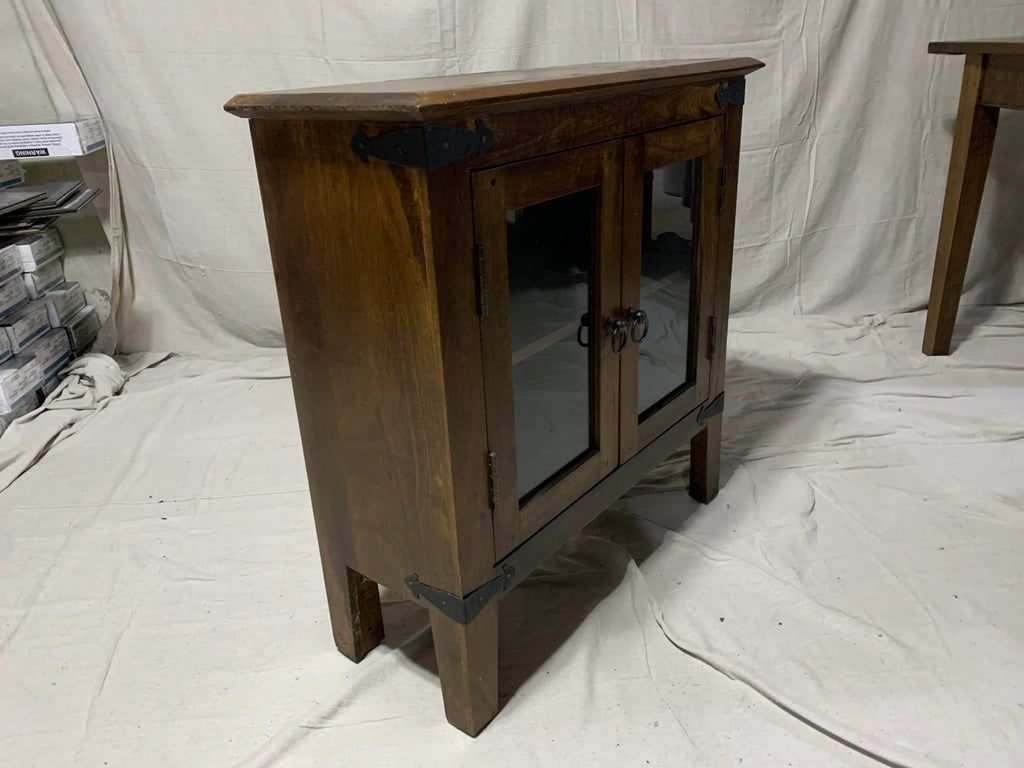 Rustic Hall or Buffet Cabinet With Iron Ring Pulls - 2