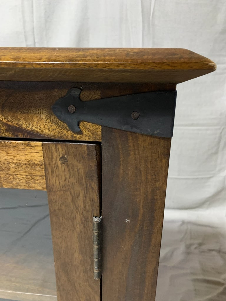 Rustic Hall or Buffet Cabinet With Iron Ring Pulls - 4