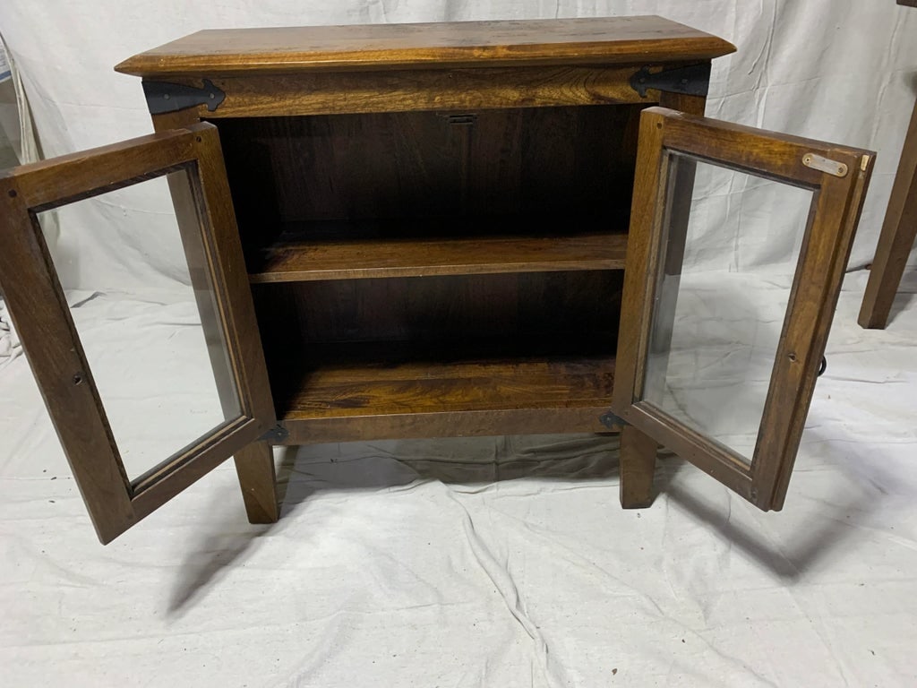 Rustic Hall or Buffet Cabinet With Iron Ring Pulls - 5