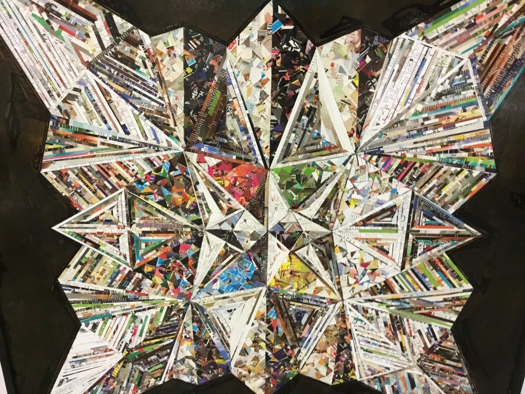 "Origami" By: Noelle Dumas Framed Mixed Media on a Board - 2