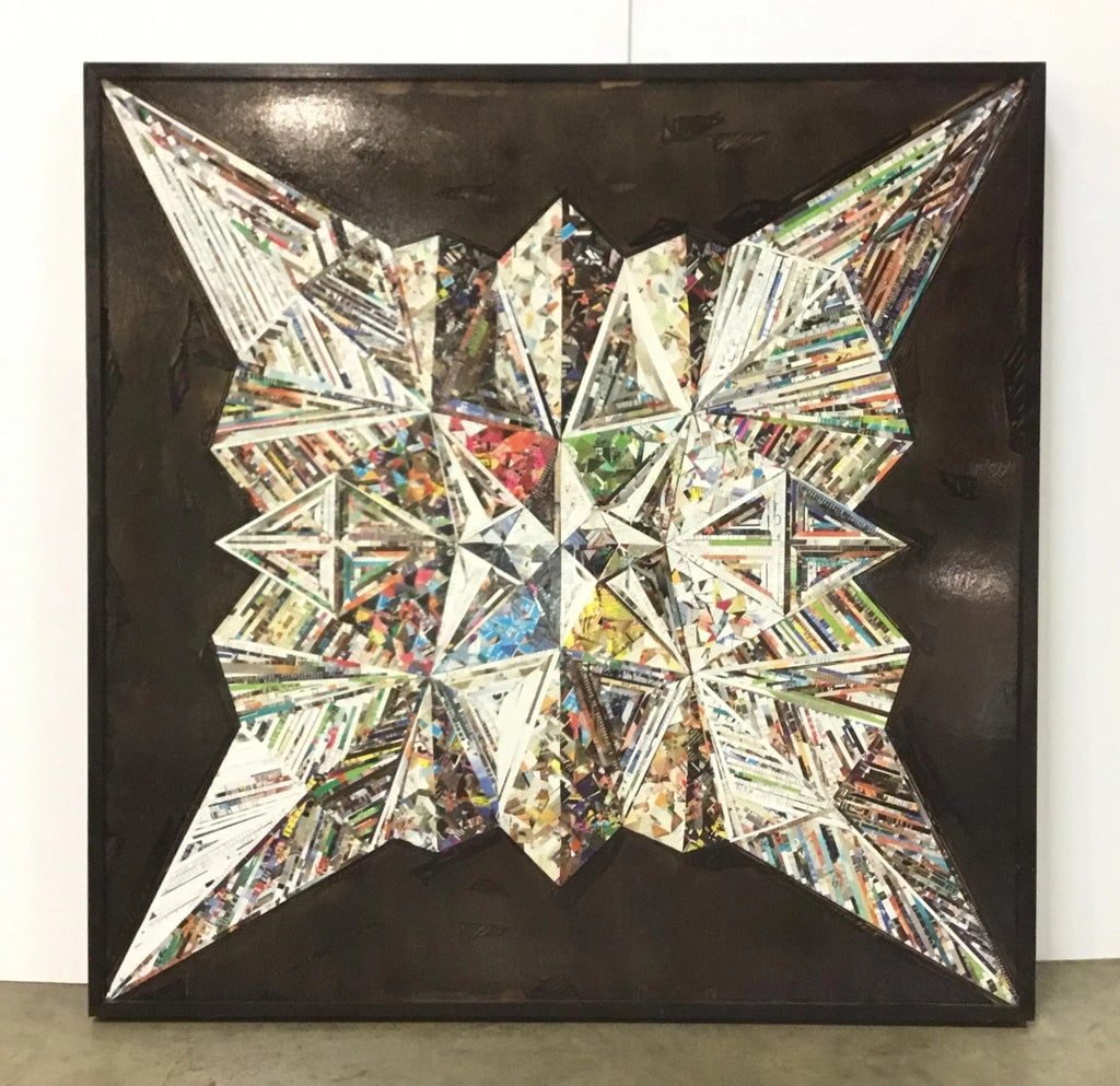 "Origami" By: Noelle Dumas Framed Mixed Media on a Board - 7