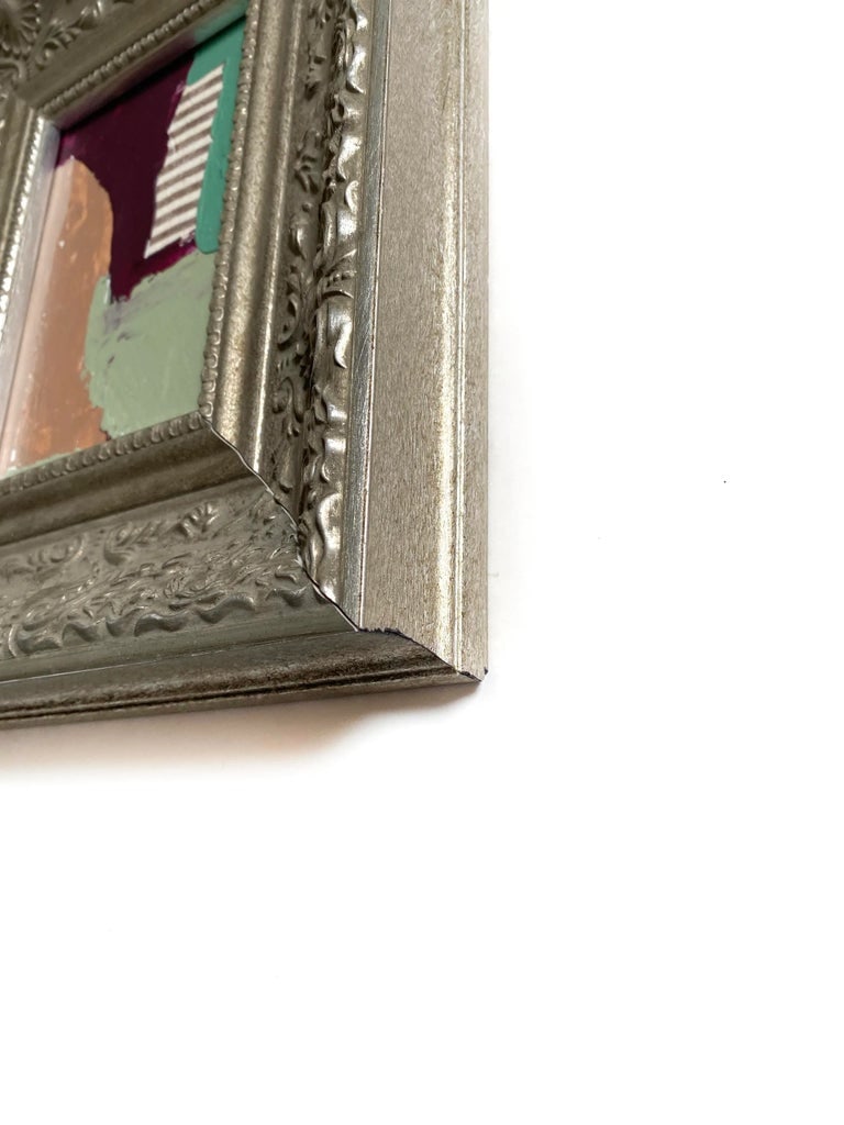 "Ragged Lines" 2025 Framed Mini Painting With Vintage Frame by Jessalin Beutler - 2