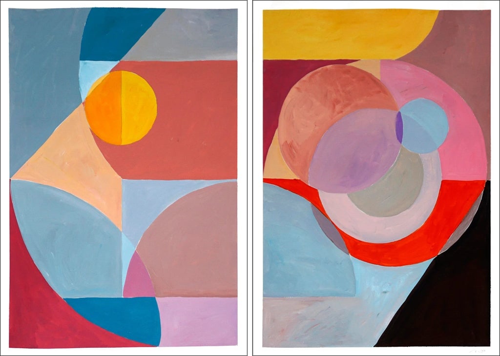 2023 "Eclipse Reflection on a Building" Neo-Constructivist Modern Acrylic Painting on Watercolor Pap - 11