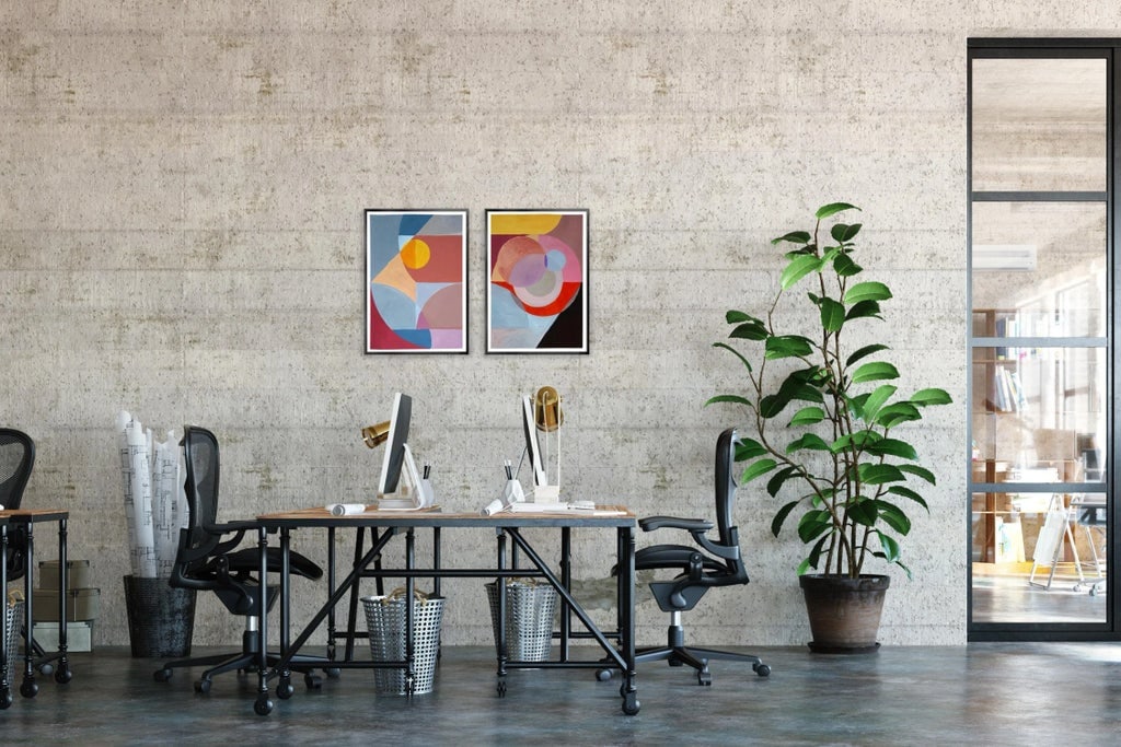 2023 "Eclipse Reflection on a Building" Neo-Constructivist Modern Acrylic Painting on Watercolor Pap - 2