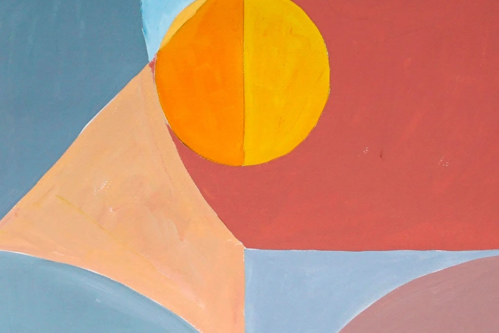 2023 "Eclipse Reflection on a Building" Neo-Constructivist Modern Acrylic Painting on Watercolor Pap - 6