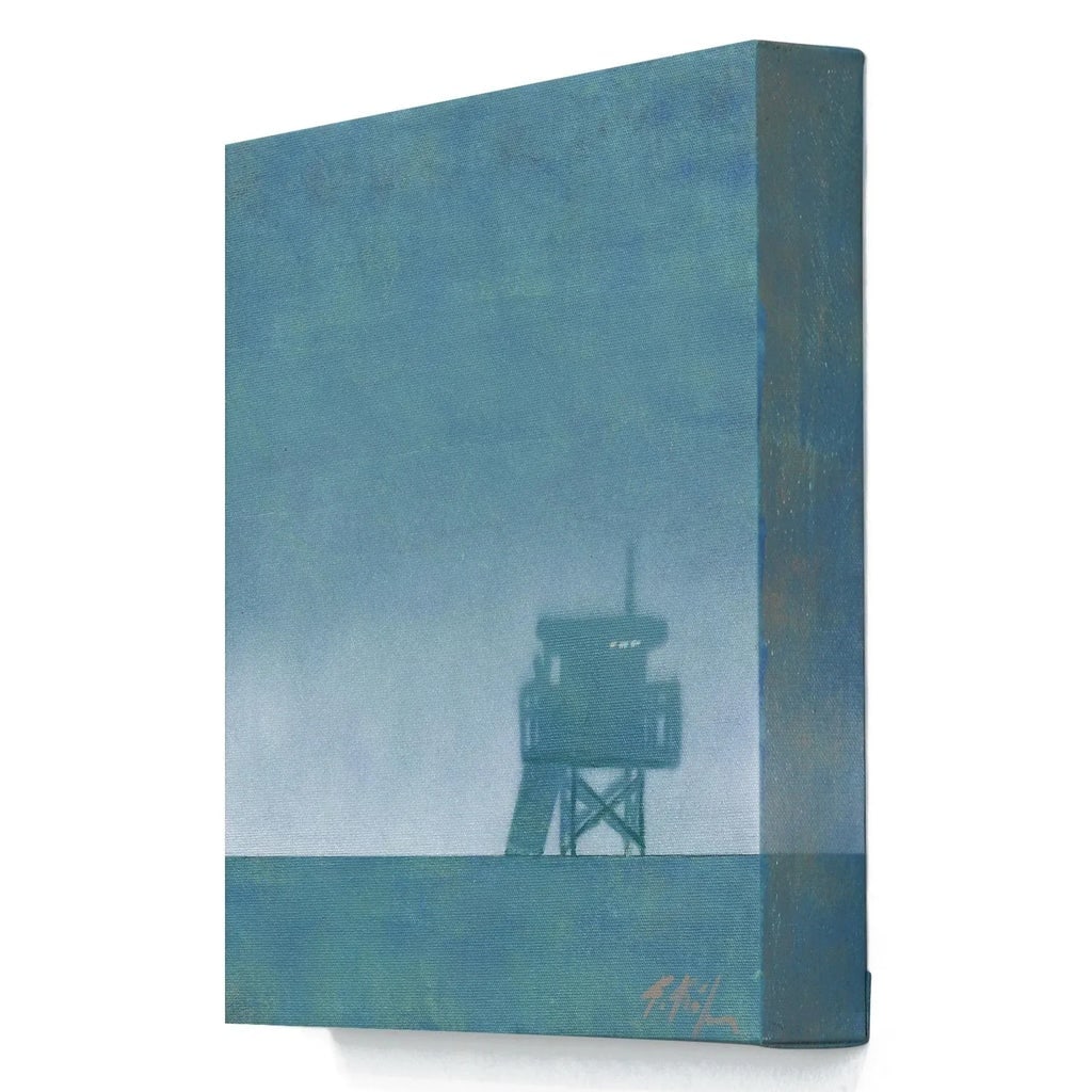 Soft Blue Beach - Lifeguard Stand on Beach Oceanscape Painting Original Artwork by Kathleen Keifer - 7