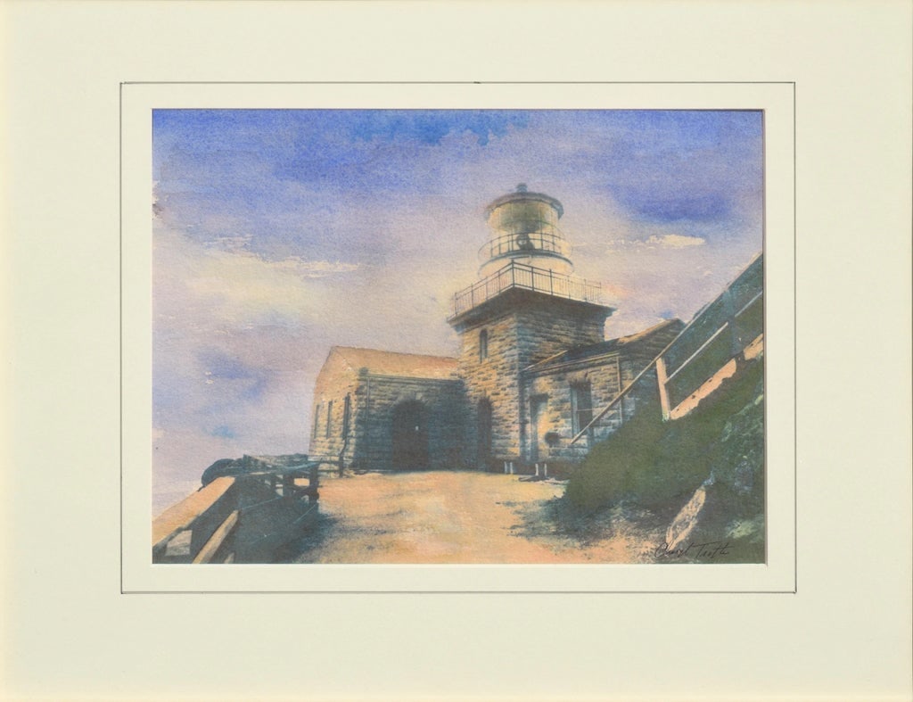 Cheryl Trotter "Point Sur Light House in Big Sur California" Impressionist Watercolor 1989 - 2