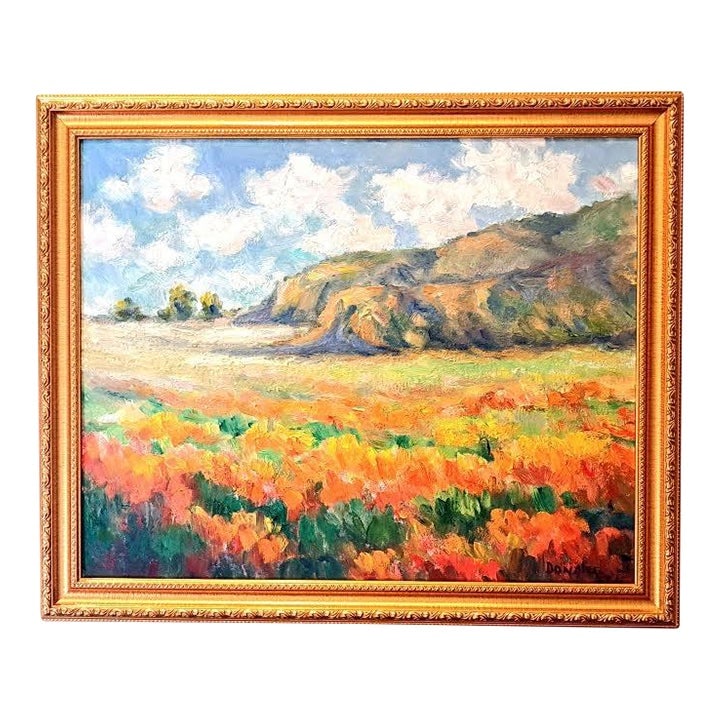 Oil Painting Landscape Red Fields Cliffs Clouds Original Framed: Item Description Oil Painting Landscape Red Fields Mountains Original Framed This is a brand original one of a kind oil painting. Artist: Donalee Signed Frame is included Donalee is an artist living
