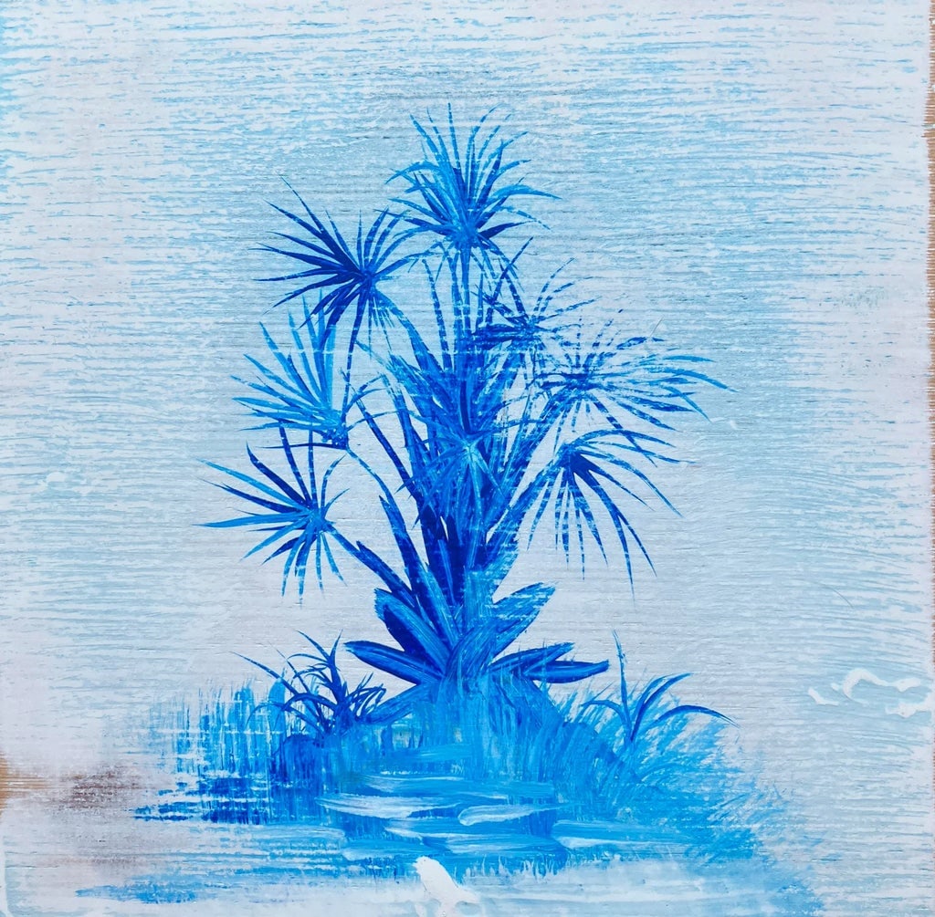 Shattered Silk, Delftware Inspired Original Painting: 10 x 10 x .125 inches, oil on gessoed birch panel Inspired by the look of shattered silk and delftware. Precious little gems of work on 1/8th inch thick birch panel. So beautiful, unique and striking