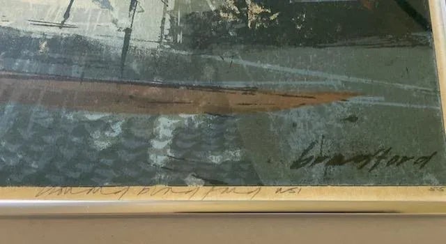 Howard Bradford "Regatta's Return," 1955, Mid Century Modern Abstract Serigraph, Signed, Framed - 3