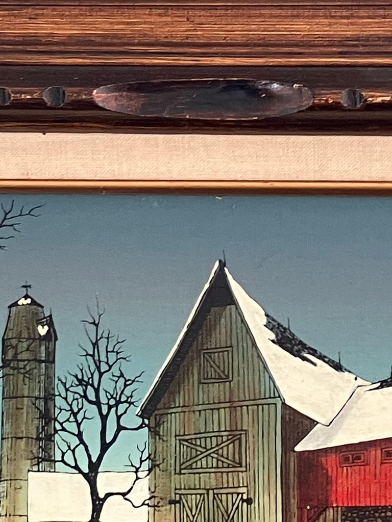 Vintage Winter Farm Landscape Oil by H. Hargrove - 6