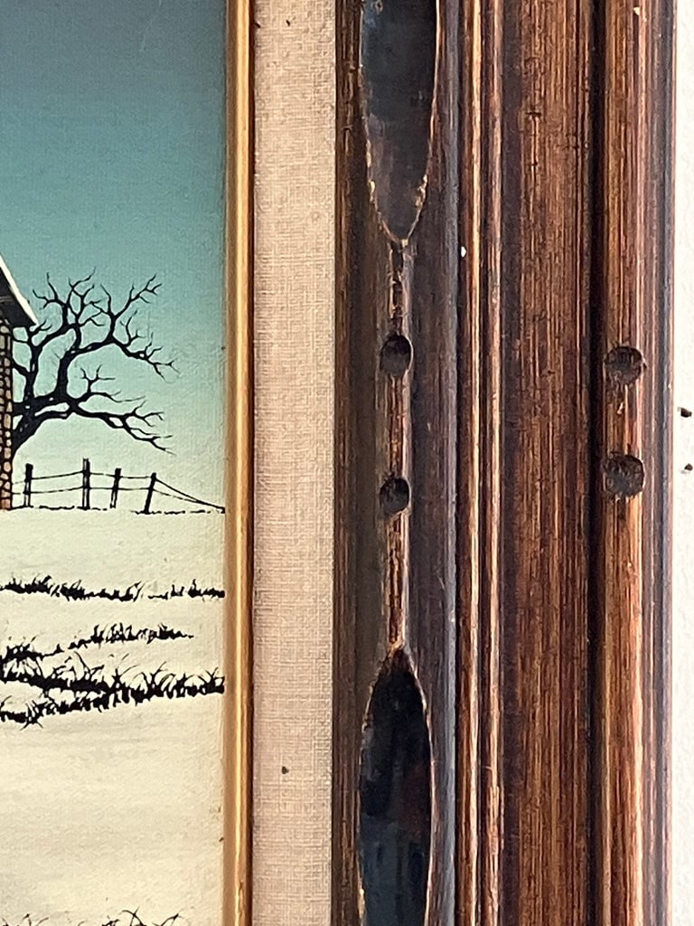 Vintage Winter Farm Landscape Oil by H. Hargrove - 7