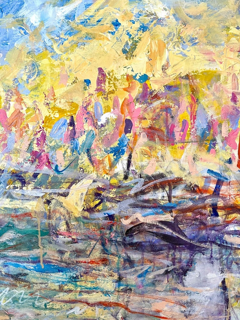 Live in the Sunshine, Swim in the Sea Abstract Acrylic on Canvas Painting by Sandy Welch - 2