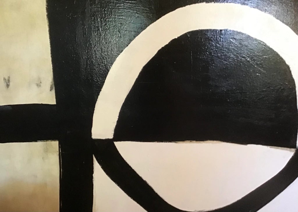 " Mercury Retrograde " Large Black White Tan Abstract Acrylic on Canvas Painting by Artist Craig Sch - 7
