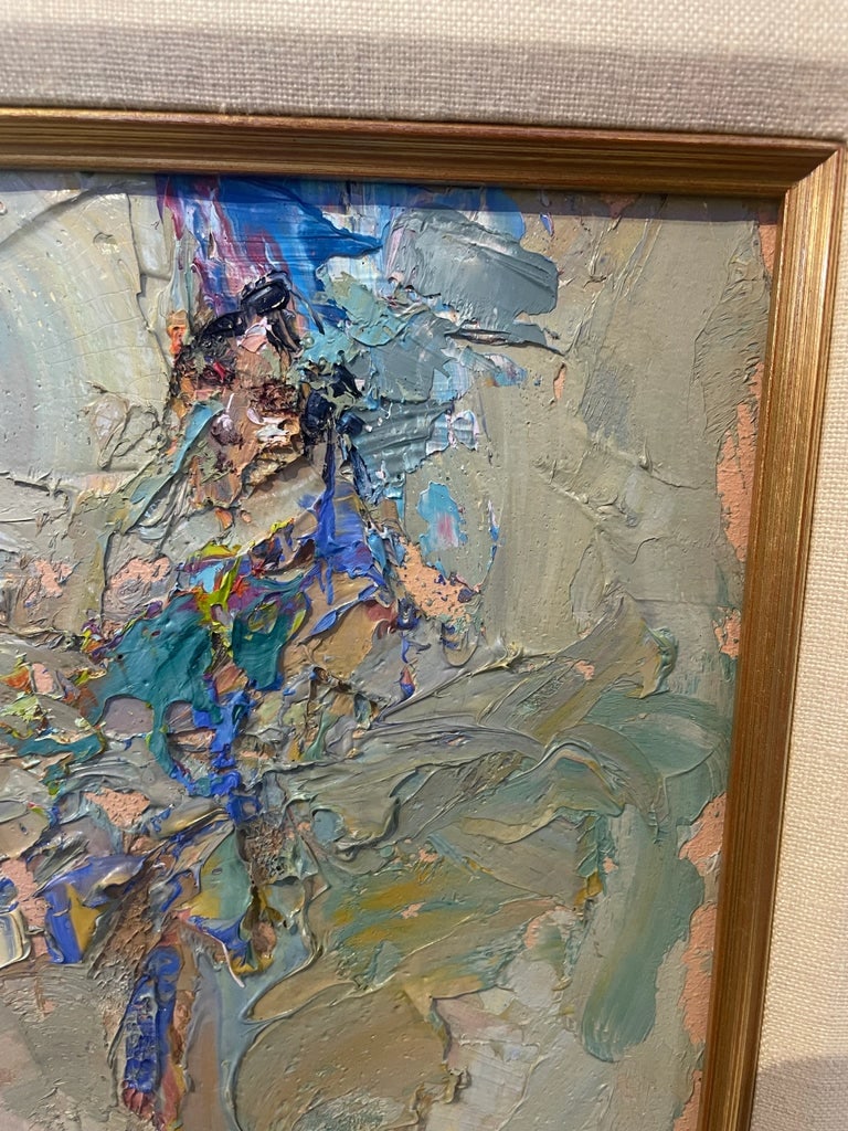 1980s Original Oil "Dance in Green Abstraction " by Manuel Lopez Cia Beautiful - 2