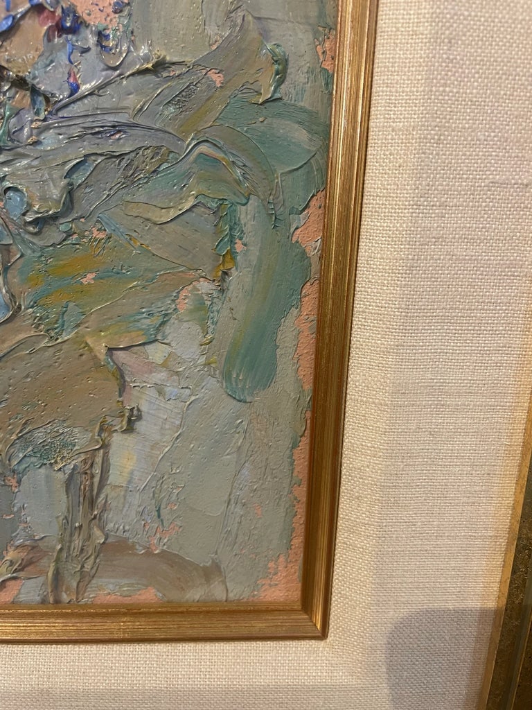 1980s Original Oil "Dance in Green Abstraction " by Manuel Lopez Cia Beautiful - 3