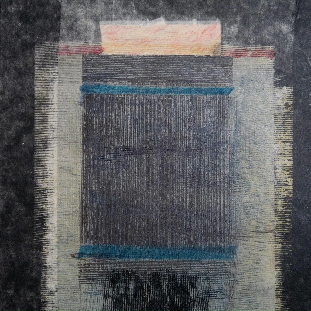 Signed 1984 Abstract Acrylic & Silkscreen by Michelle Knowblauche, Framed - 4
