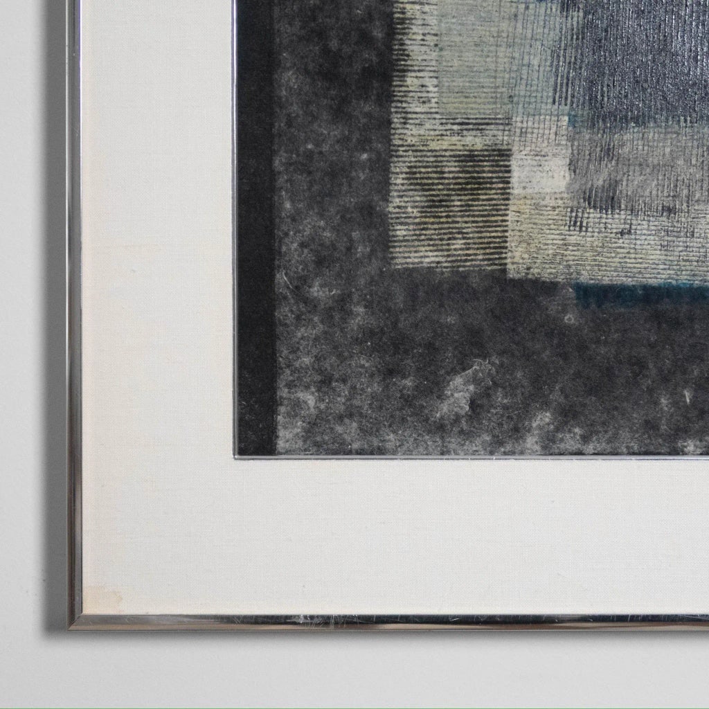 Signed 1984 Abstract Acrylic & Silkscreen by Michelle Knowblauche, Framed - 9