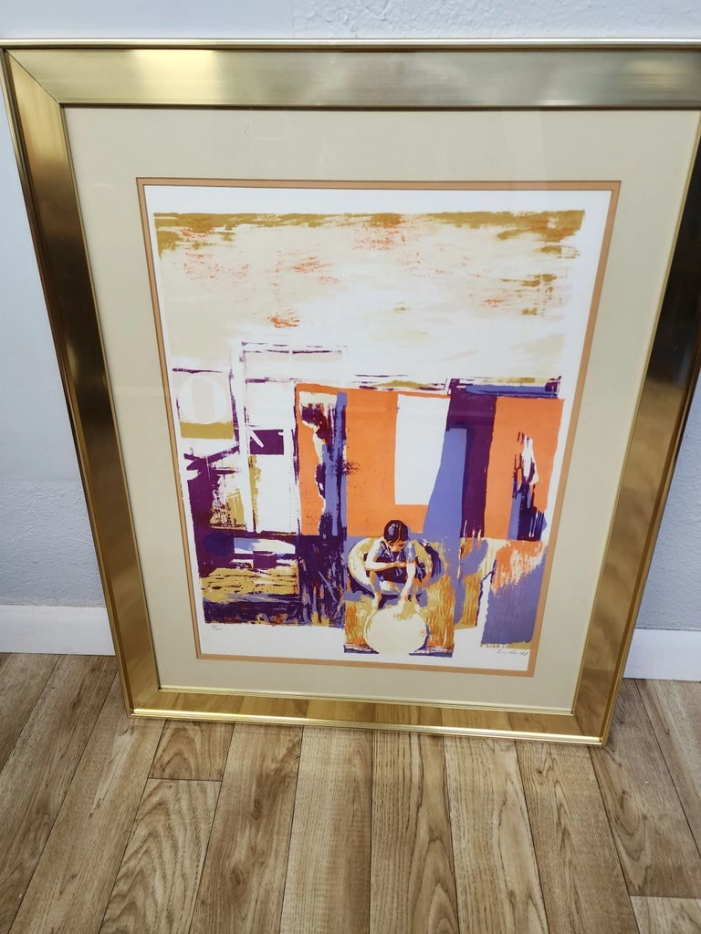 Nicola Simbari Post Modern Seriograph 1968 Pencil Signed and Numbered Early Work Bright Colorful - 2