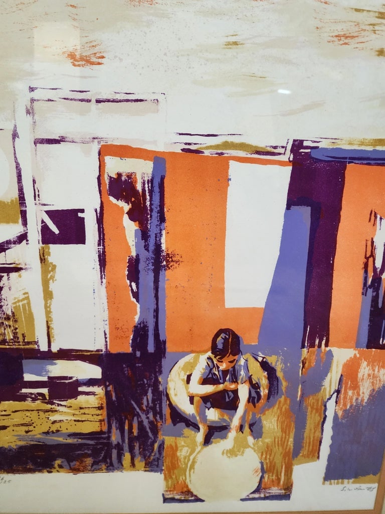 Nicola Simbari Post Modern Seriograph 1968 Pencil Signed and Numbered Early Work Bright Colorful - 3