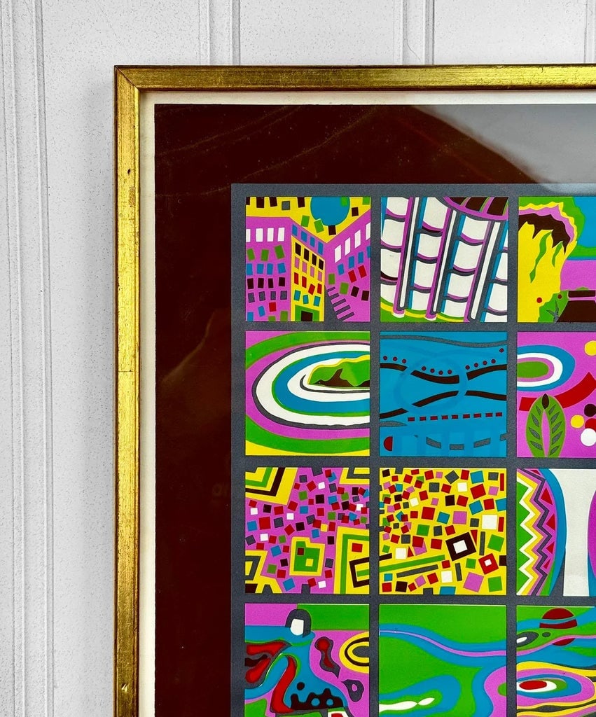 Vintage Risaburo Kumura Pop Art Paneled Signed Serigraph - 18x18 - 5