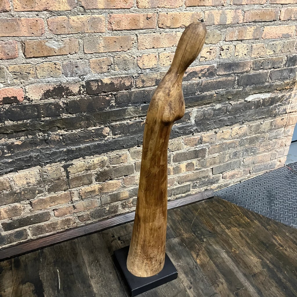 Elegant Mid-Century Female Form Walnut Sculpture on Black Base by Endre Vitez - 10