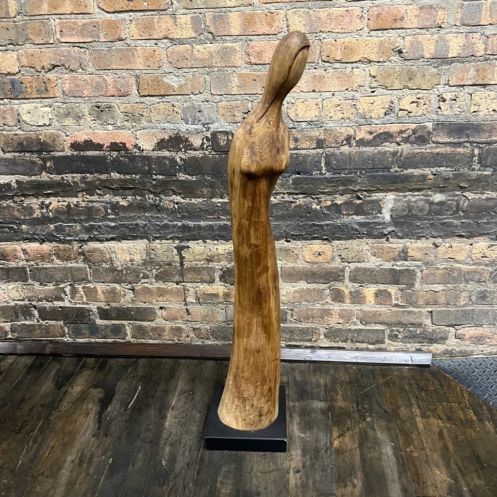 Elegant Mid-Century Female Form Walnut Sculpture on Black Base by Endre Vitez - 11