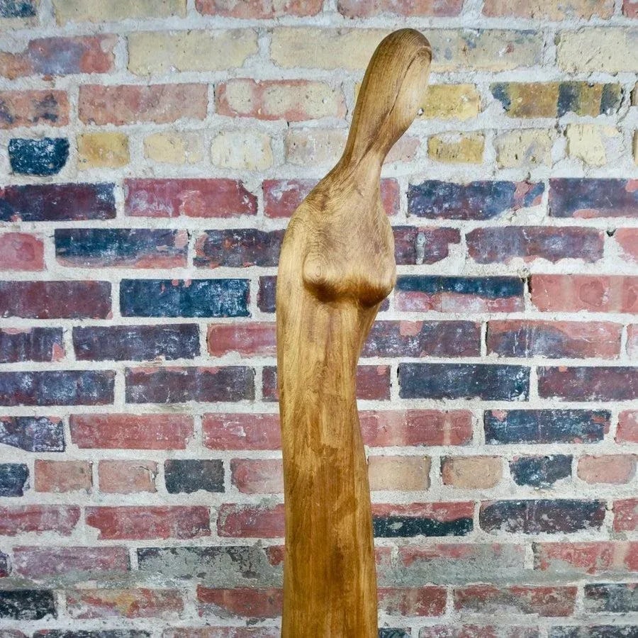 Elegant Mid-Century Female Form Walnut Sculpture on Black Base by Endre Vitez - 2