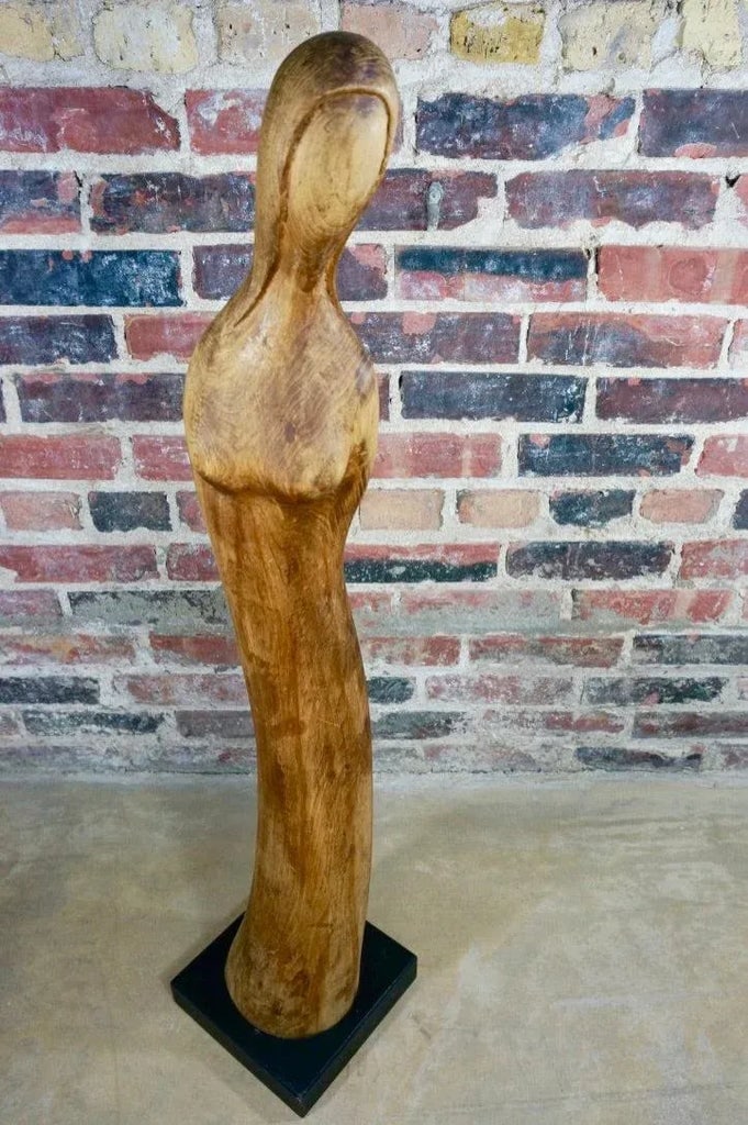 Elegant Mid-Century Female Form Walnut Sculpture on Black Base by Endre Vitez - 4