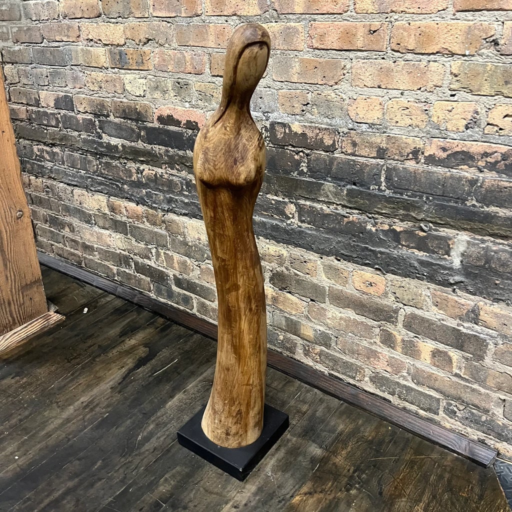 Elegant Mid-Century Female Form Walnut Sculpture on Black Base by Endre Vitez - 7