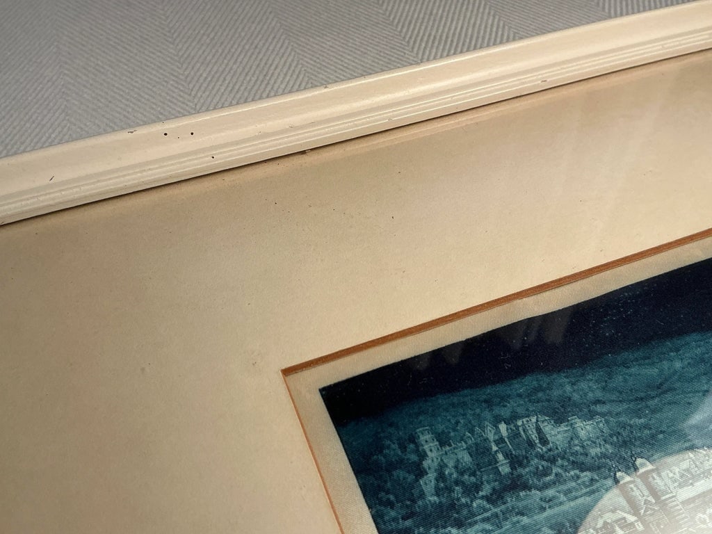 Mid 20th Century Framed Silk Engraving of Nuremberg After Ernst Geissendorfer - Set of 2 - 12