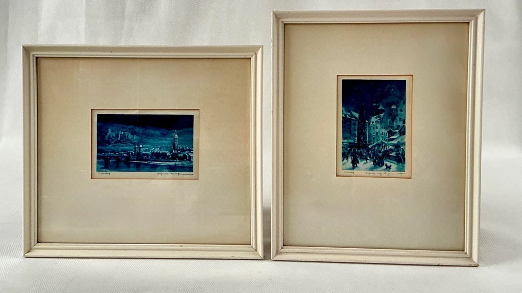 Mid 20th Century Framed Silk Engraving of Nuremberg After Ernst Geissendorfer - Set of 2 - 2