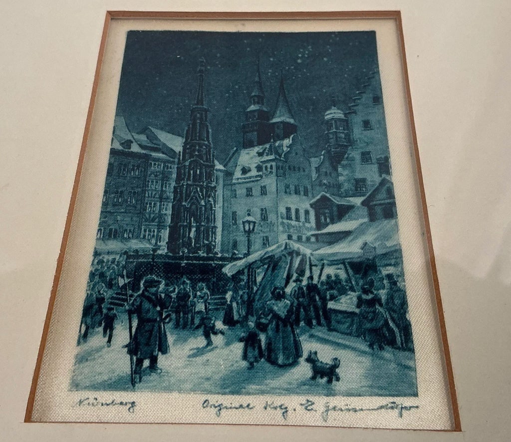 Mid 20th Century Framed Silk Engraving of Nuremberg After Ernst Geissendorfer - Set of 2 - 5