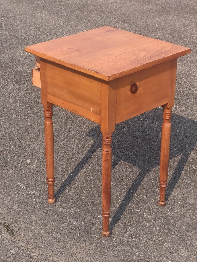 Early 20th Century Antique 2 Drawer Cherry Stand Side Table - 2
