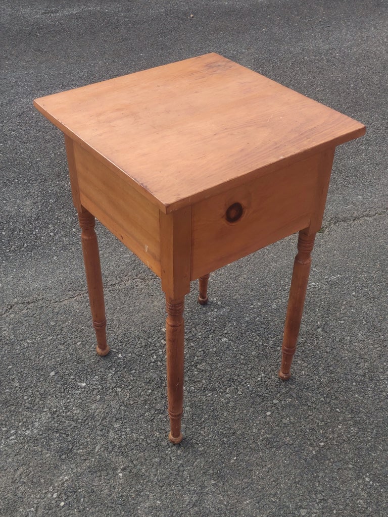 Early 20th Century Antique 2 Drawer Cherry Stand Side Table - 4