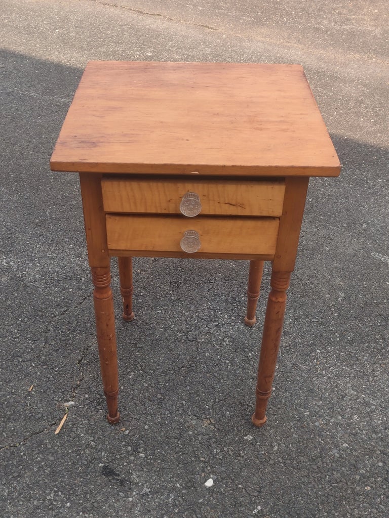 Early 20th Century Antique 2 Drawer Cherry Stand Side Table - 5