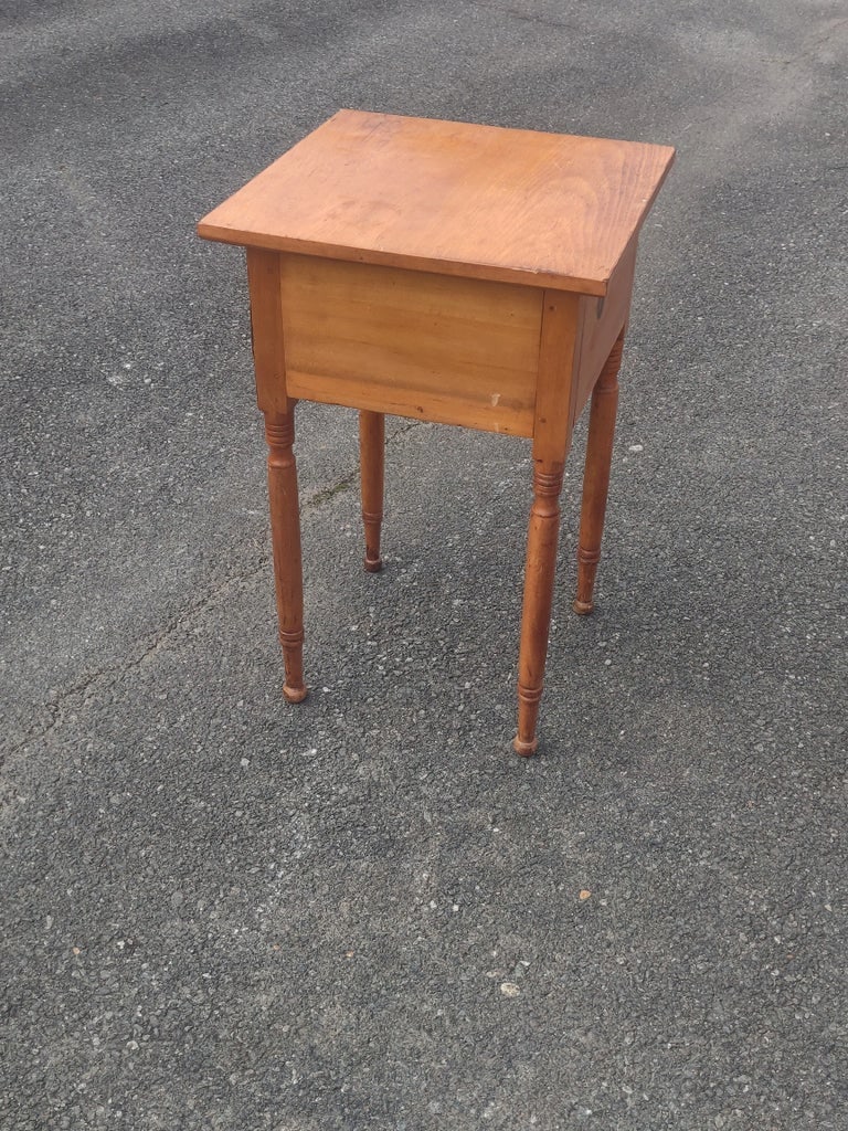 Early 20th Century Antique 2 Drawer Cherry Stand Side Table - 6