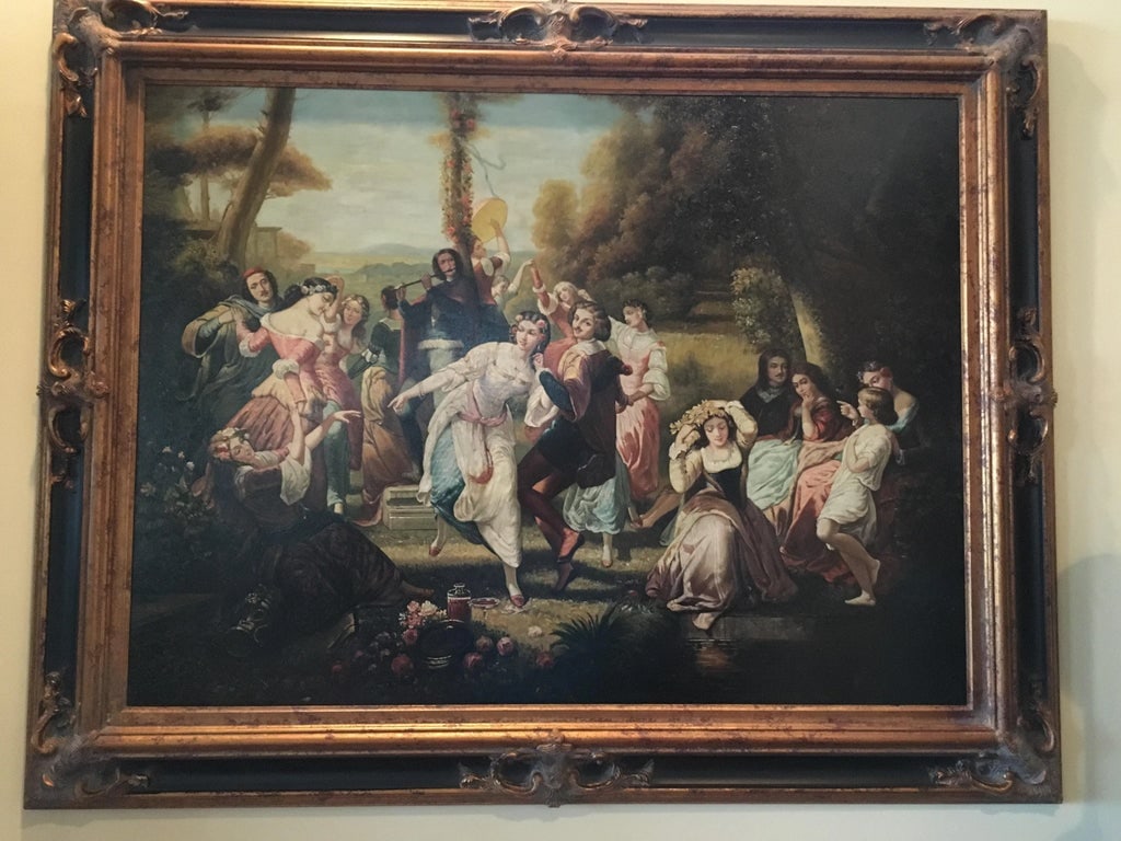 Vintage Oil Painting Scene On The Palace Grounds - 10