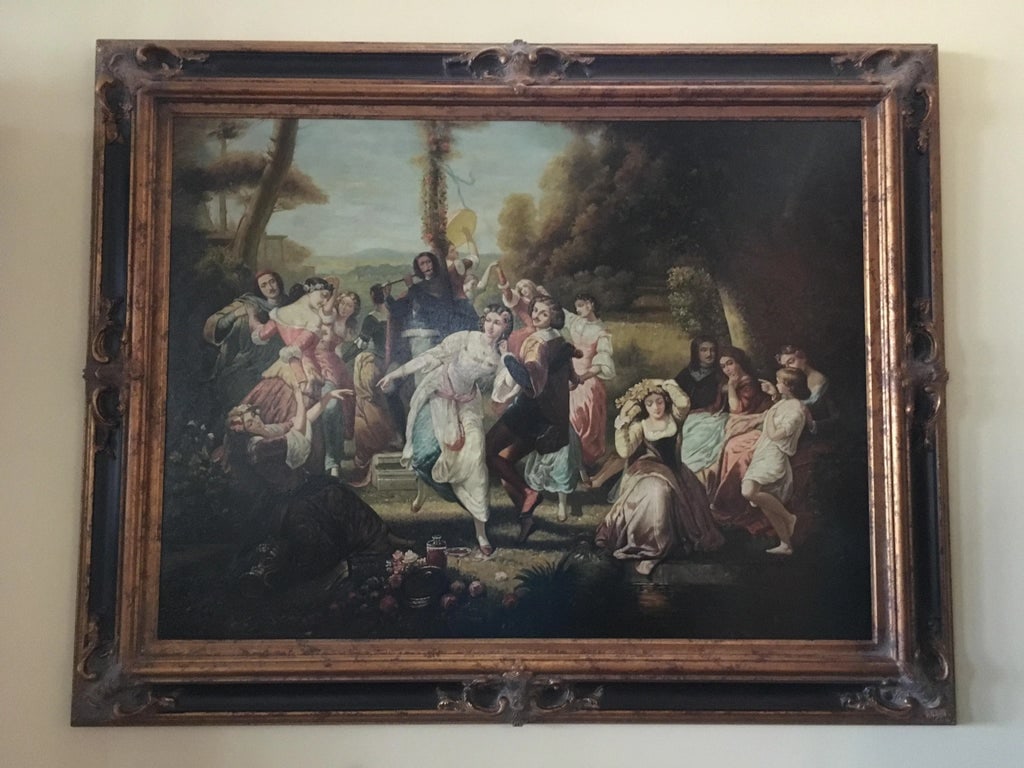 Vintage Oil Painting Scene On The Palace Grounds - 4