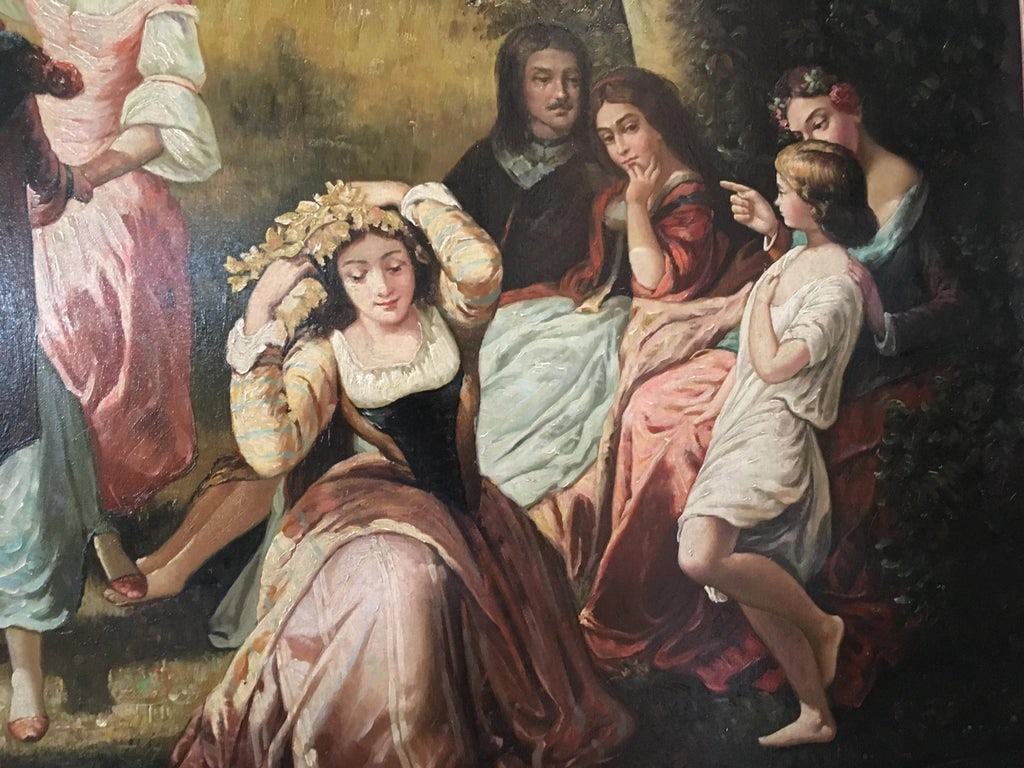 Vintage Oil Painting Scene On The Palace Grounds - 7
