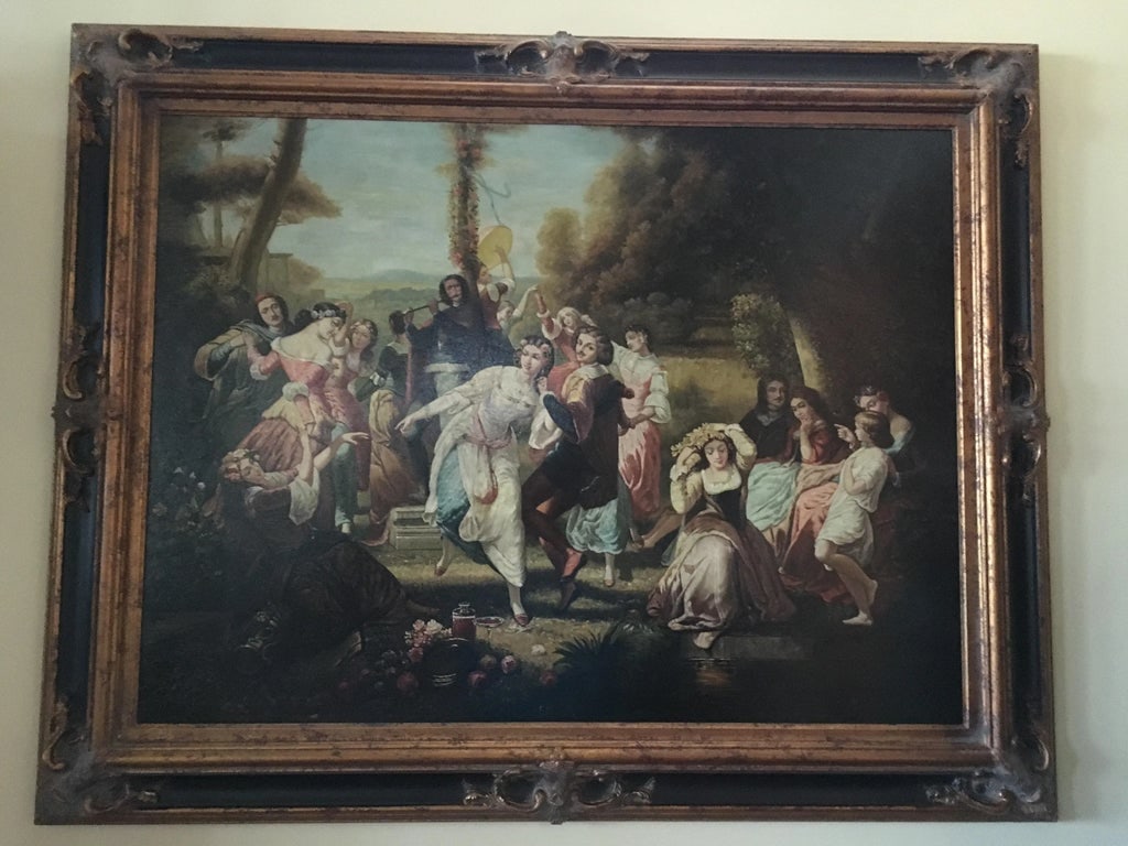 Vintage Oil Painting Scene On The Palace Grounds - 8