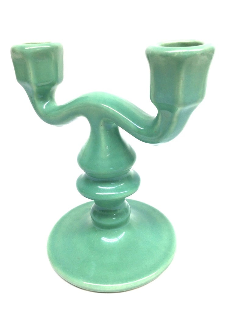Mid Century Double Ceramic Porcelain Candleholder - 2