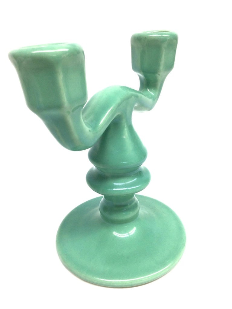Mid Century Double Ceramic Porcelain Candleholder - 4