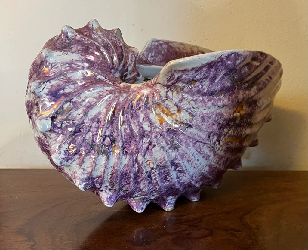 Antique George III Wedgwood Pink Moonlight Lustre or Luster Nautilus Shell Form Bough Pot Wall Pocke - 4