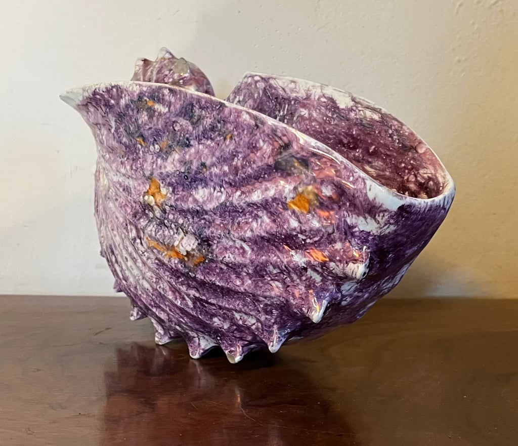Antique George III Wedgwood Pink Moonlight Lustre or Luster Nautilus Shell Form Bough Pot Wall Pocke - 6