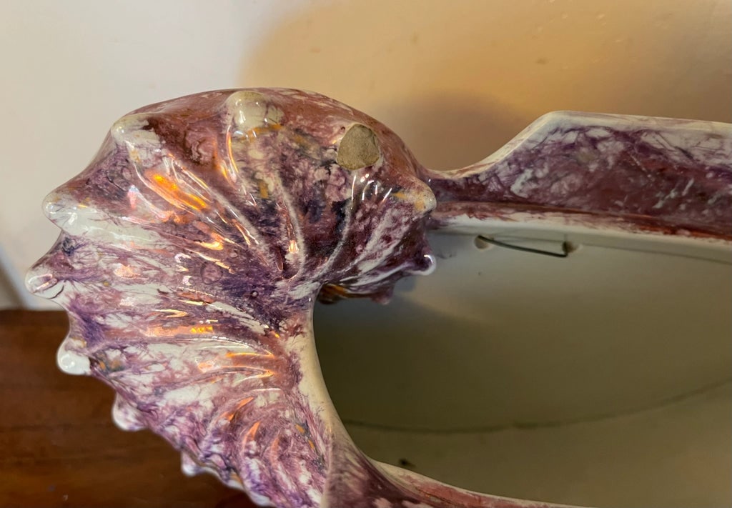 Antique George III Wedgwood Pink Moonlight Lustre or Luster Nautilus Shell Form Bough Pot Wall Pocke - 7