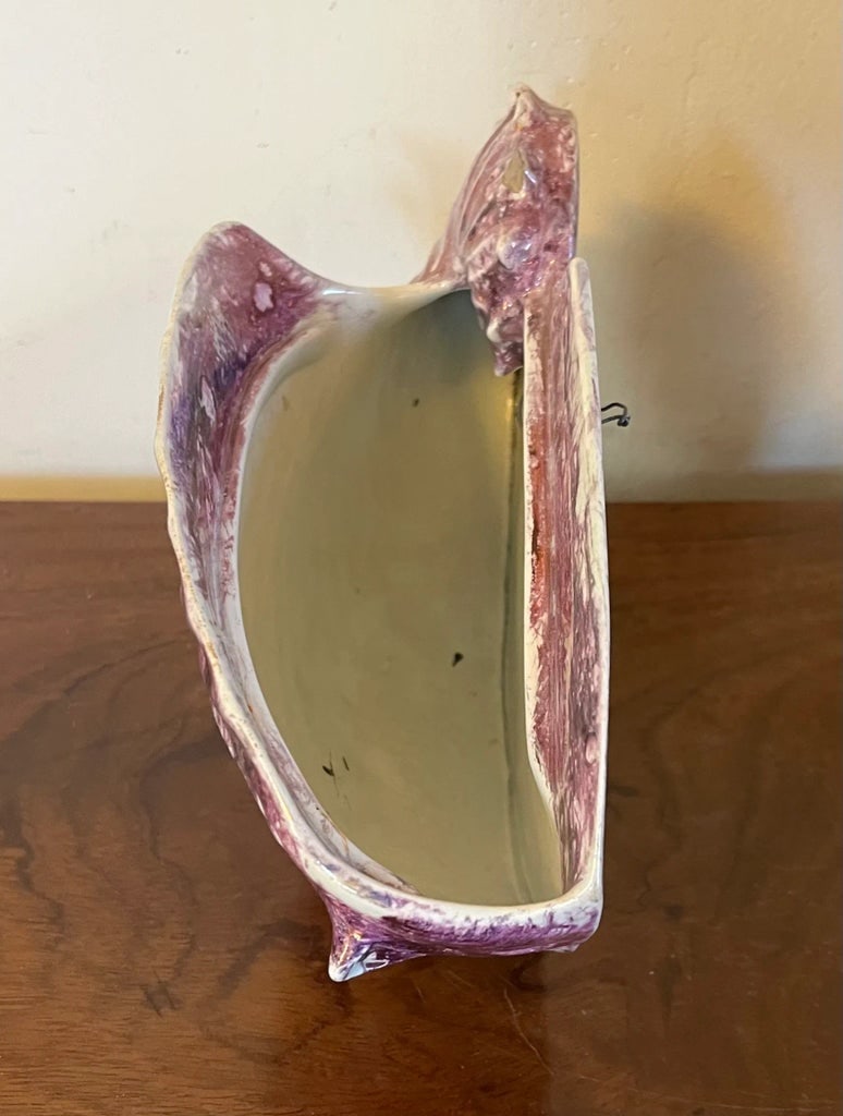 Antique George III Wedgwood Pink Moonlight Lustre or Luster Nautilus Shell Form Bough Pot Wall Pocke - 8
