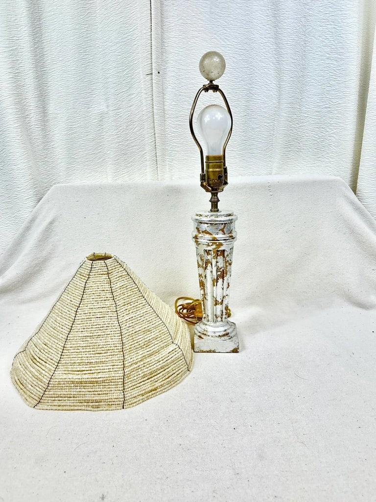Vintage Silver Leaf and Beaded Table Lamp - 6