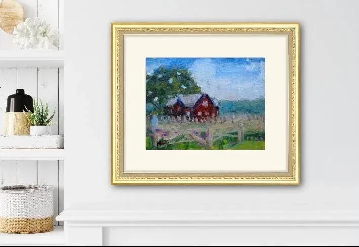 Brown Shake House, Contemporary Landscape Oil Painting - 7